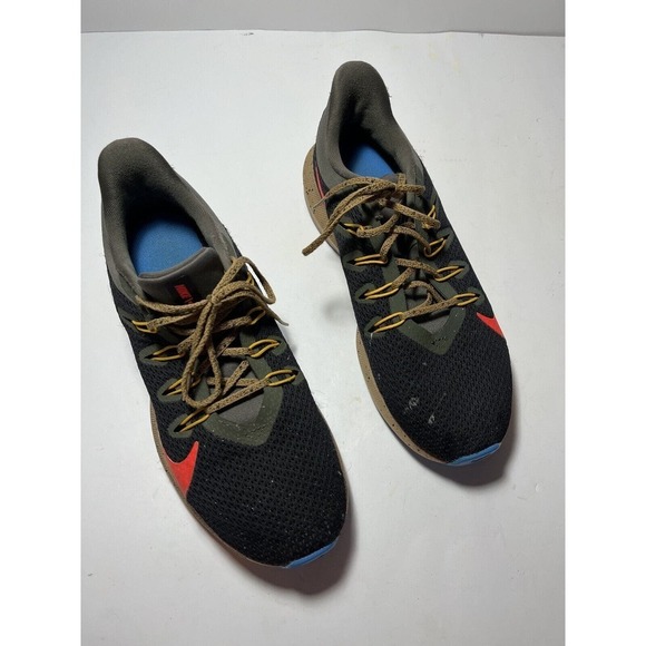 Nike Quest Mens Walking Running Shoes Sz 8 CJ6186-003 Olive Green Black Red - Picture 6 of 11